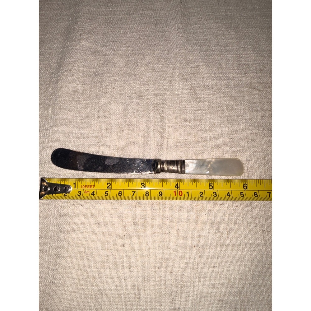Antique EPNS Mother of Pearl Handle Butter Knife Spreader Silver‎ Plate 5.75"